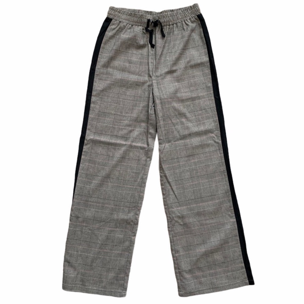 Plaid Flared Pants with Drawstring
